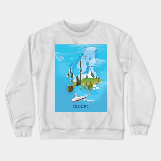 Map of Europe Crewneck Sweatshirt by nickemporium1